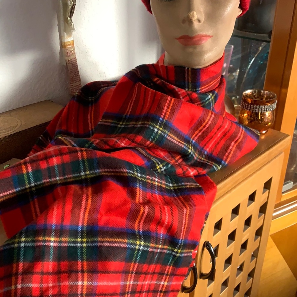 Red plaid soft warm fall winter scarf classic